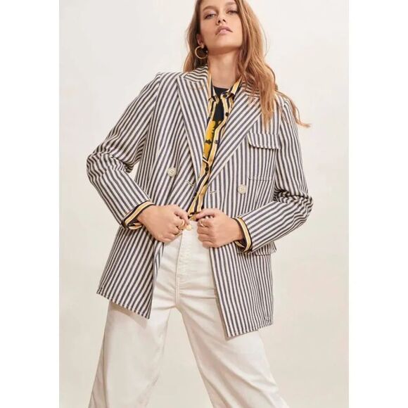 Tara Jarmon Milo Striped Cotton Jacket NWT 42 - Picture 1 of 11